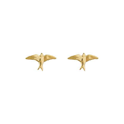 Alex Monroe Solid 18 carat Gold Teeny Tiny Swallow Stud Earrings
