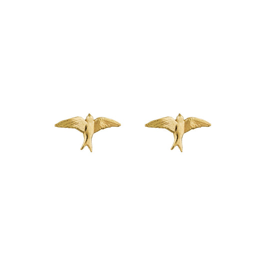 Alex Monroe Solid 18 carat Gold Teeny Tiny Swallow Stud Earrings