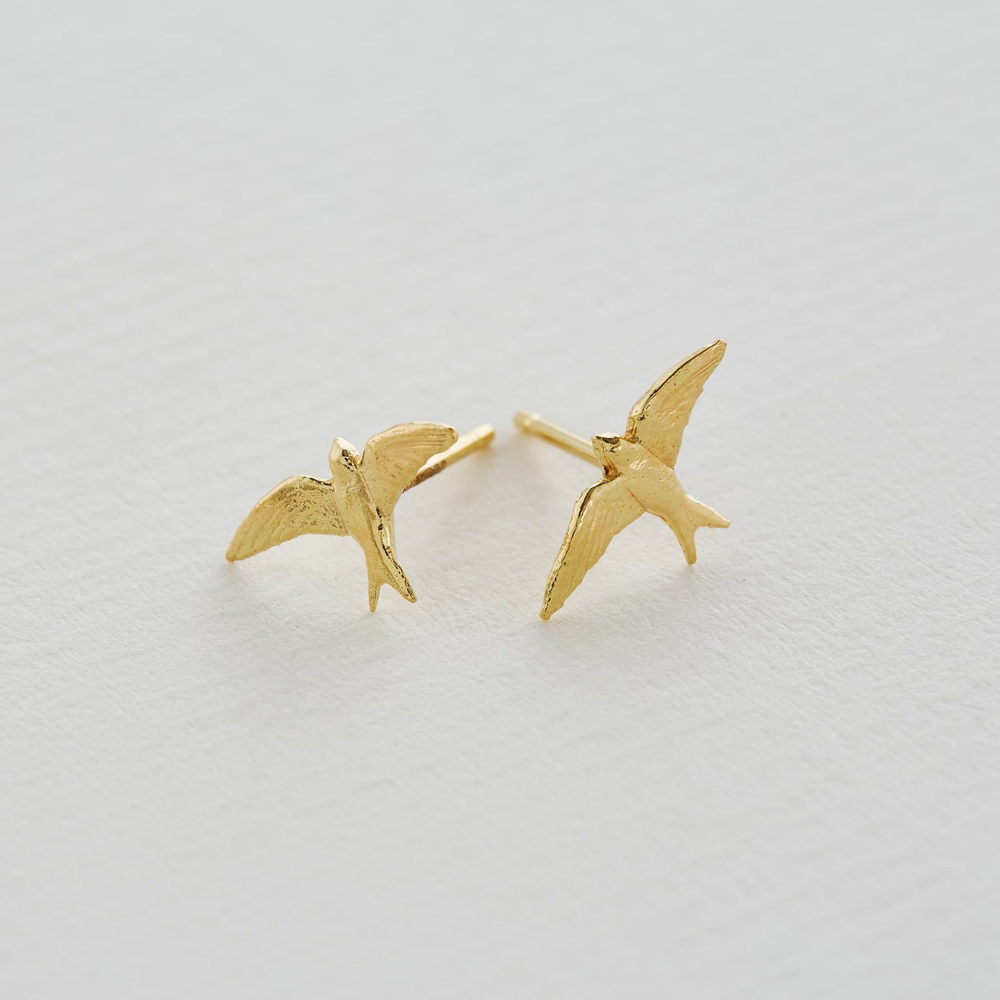 Alex Monroe Solid 18 carat Gold Teeny Tiny Swallow Stud Earrings