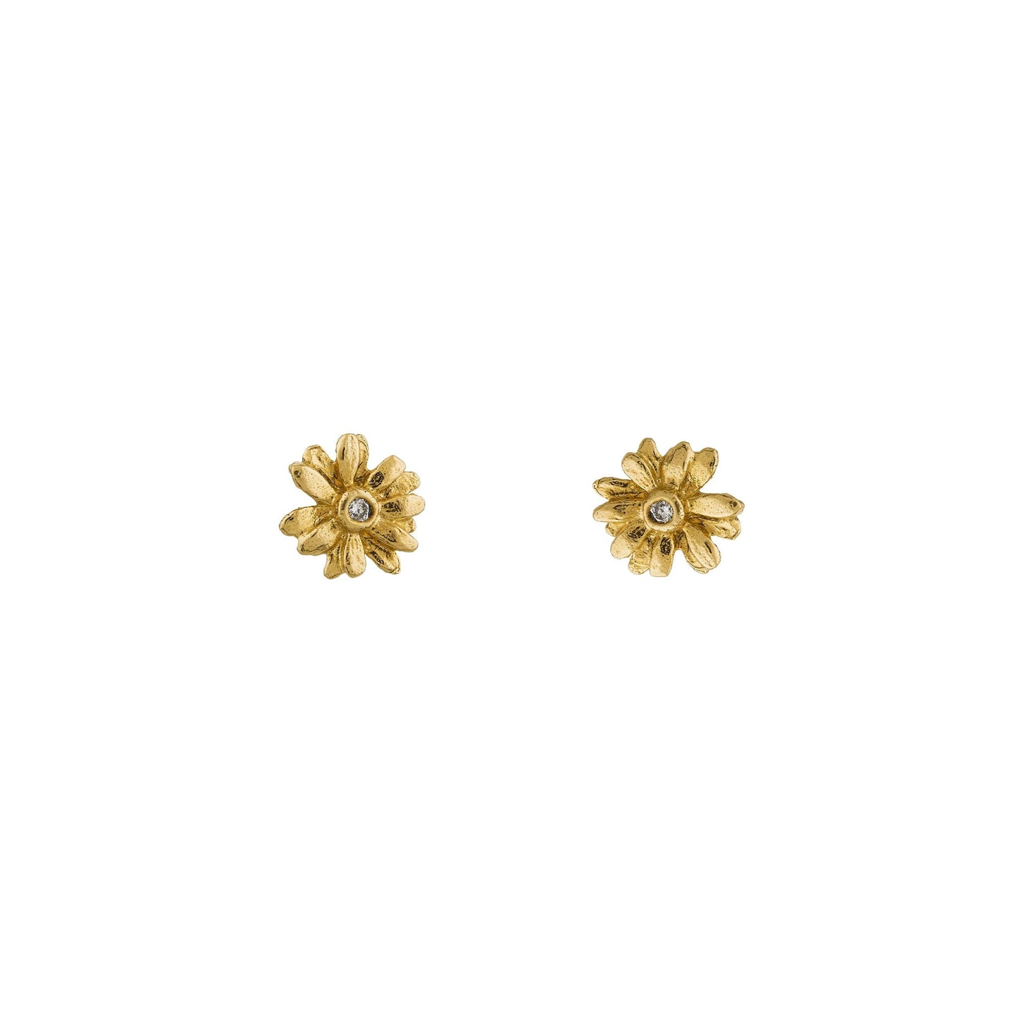Alex Monroe 18 carat Yellow Solid Gold Teeny Tiny Diamond Daisy Stud Earrings