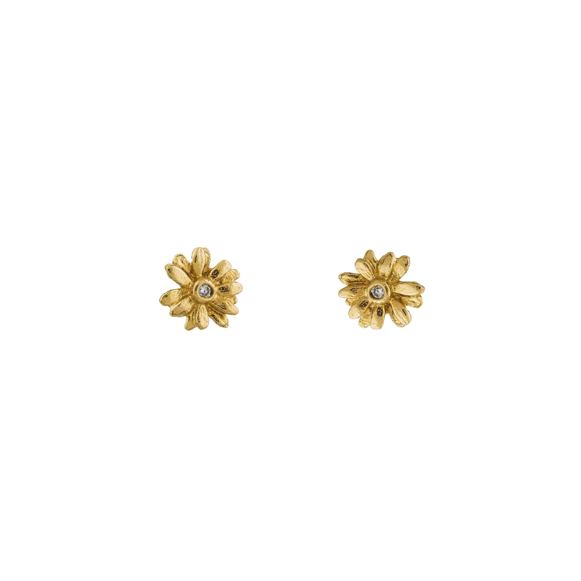 Alex Monroe 18 carat Yellow Solid Gold Teeny Tiny Diamond Daisy Stud Earrings
