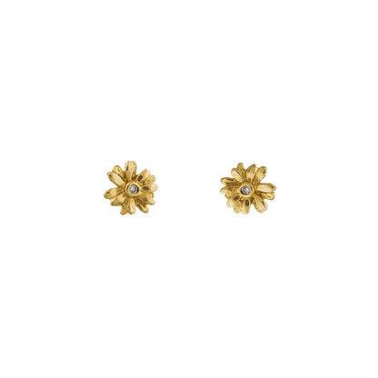 Alex Monroe 18 carat Yellow Solid Gold Teeny Tiny Diamond Daisy Stud Earrings