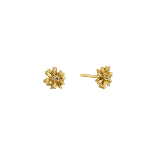 Alex Monroe 18 carat Yellow Solid Gold Teeny Tiny Diamond Daisy Stud Earrings