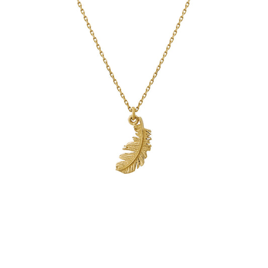 Alex Monroe 18 carat Yellow Solid Gold Teeny Tiny Plume Feather Necklace