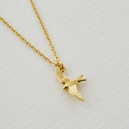 Alex Monroe Solid 18 carat Yellow Solid Gold Teeny Tiny Swallow Necklace