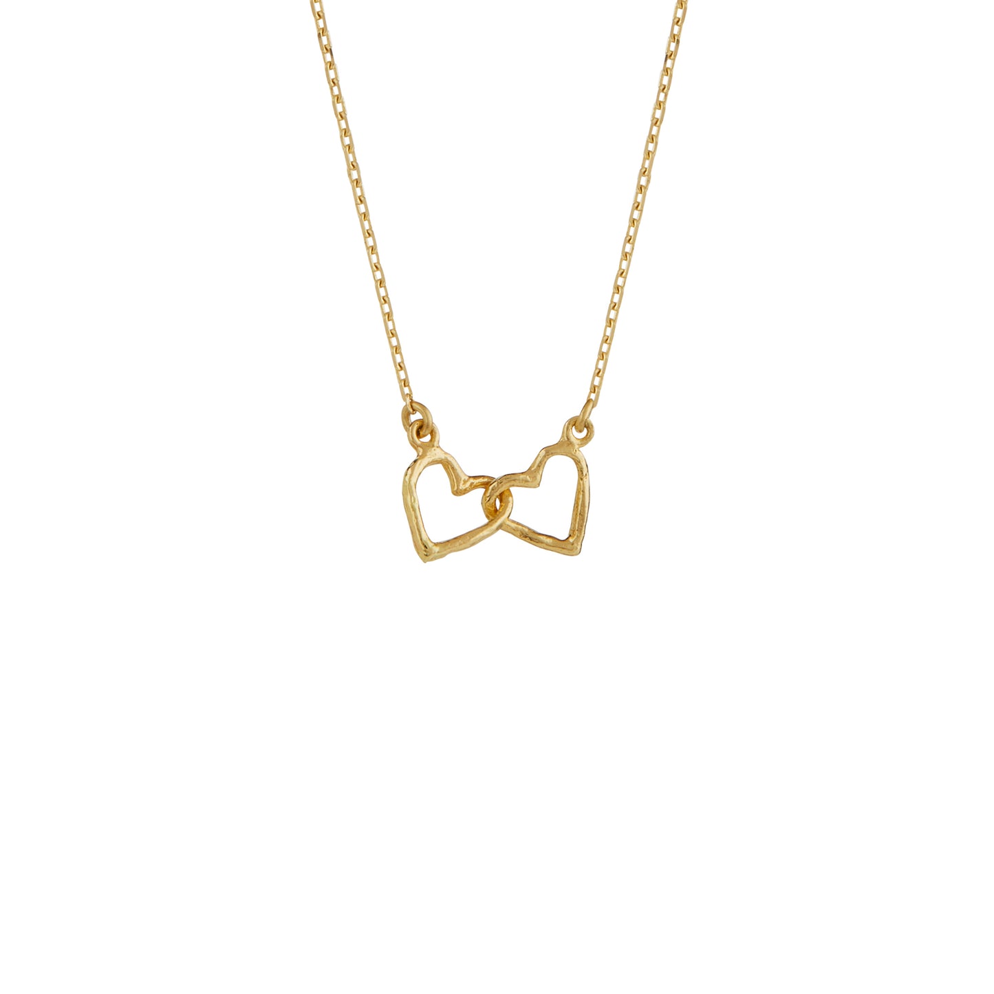 Alex Monroe 18 carat Yellow Solid Gold Teeny Tiny Linked Heart In-Line Necklace