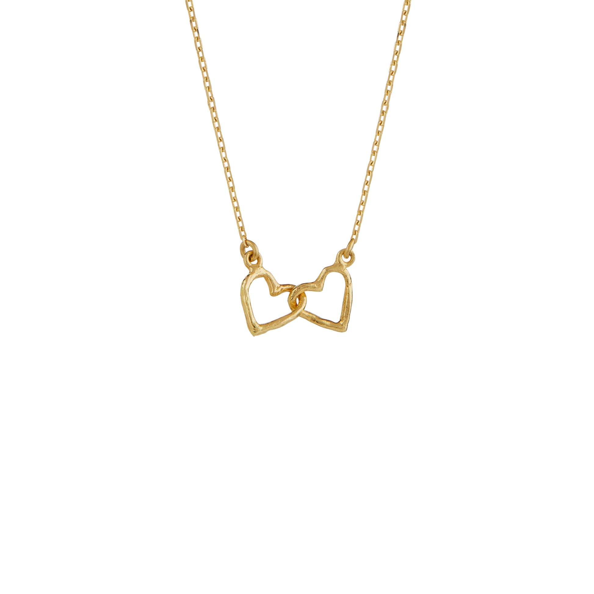 Alex Monroe 18 carat Yellow Solid Gold Teeny Tiny Linked Heart In-Line Necklace
