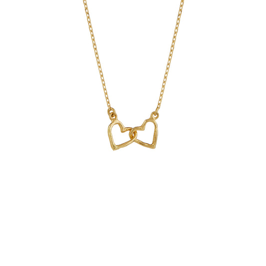 Alex Monroe 18 carat Yellow Solid Gold Teeny Tiny Linked Heart In-Line Necklace